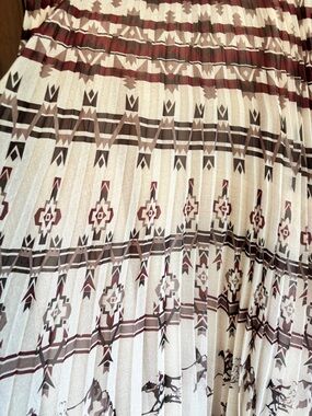 Western Print Pleated Skirt in Cream and Brown by Tasha Polizzi